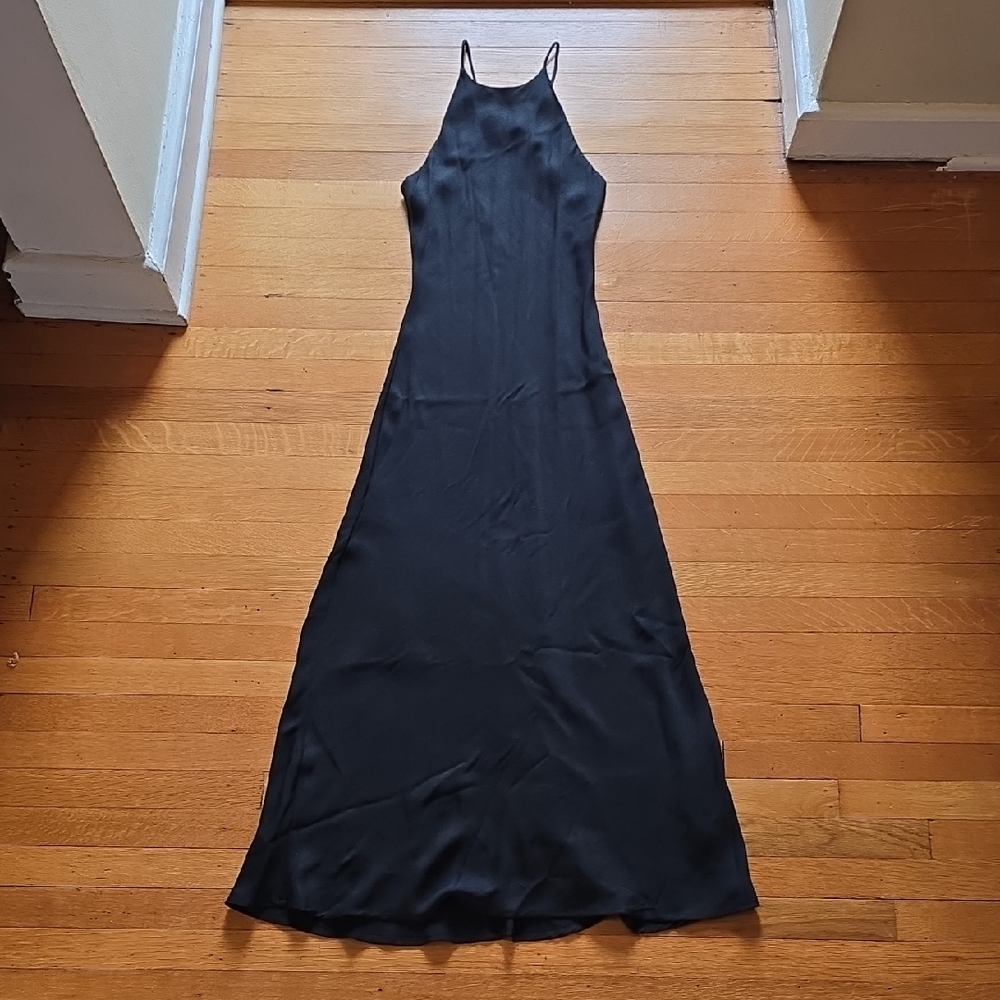 Dawn Joy Fashions, VTG, Black Halter-Neck, Slip Maxi Dress, EUC, Women's 3-4